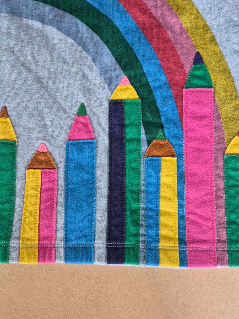 Mini Boden Girls 2-3Y Rainbow Pencil Applique Gray Long Sleeve Dress 98cm - Picture 4 of 7